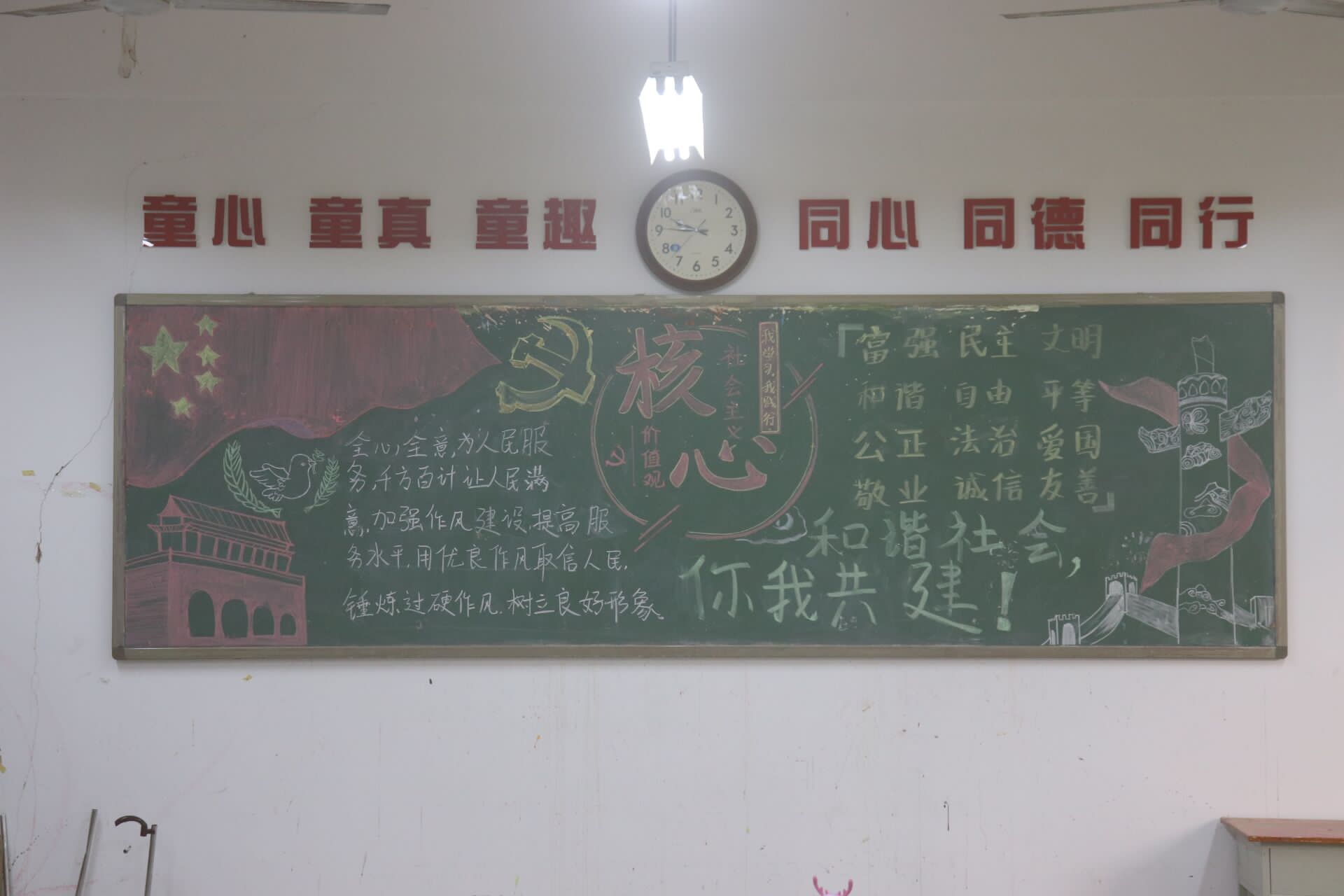 艺术教育学院开展社会主义核心价值观班会,板报绘制活动