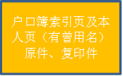 户口簿索引页及本人页（有曾用名）原件、复印件